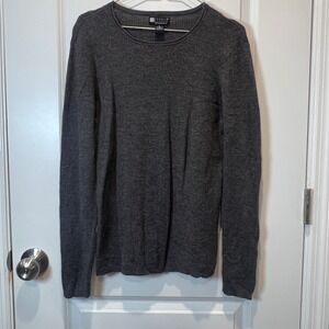 CAROLE LITTLE Womens XL Gray Ribbed 100% Italian Merino Wool Long Sleeve Sweater